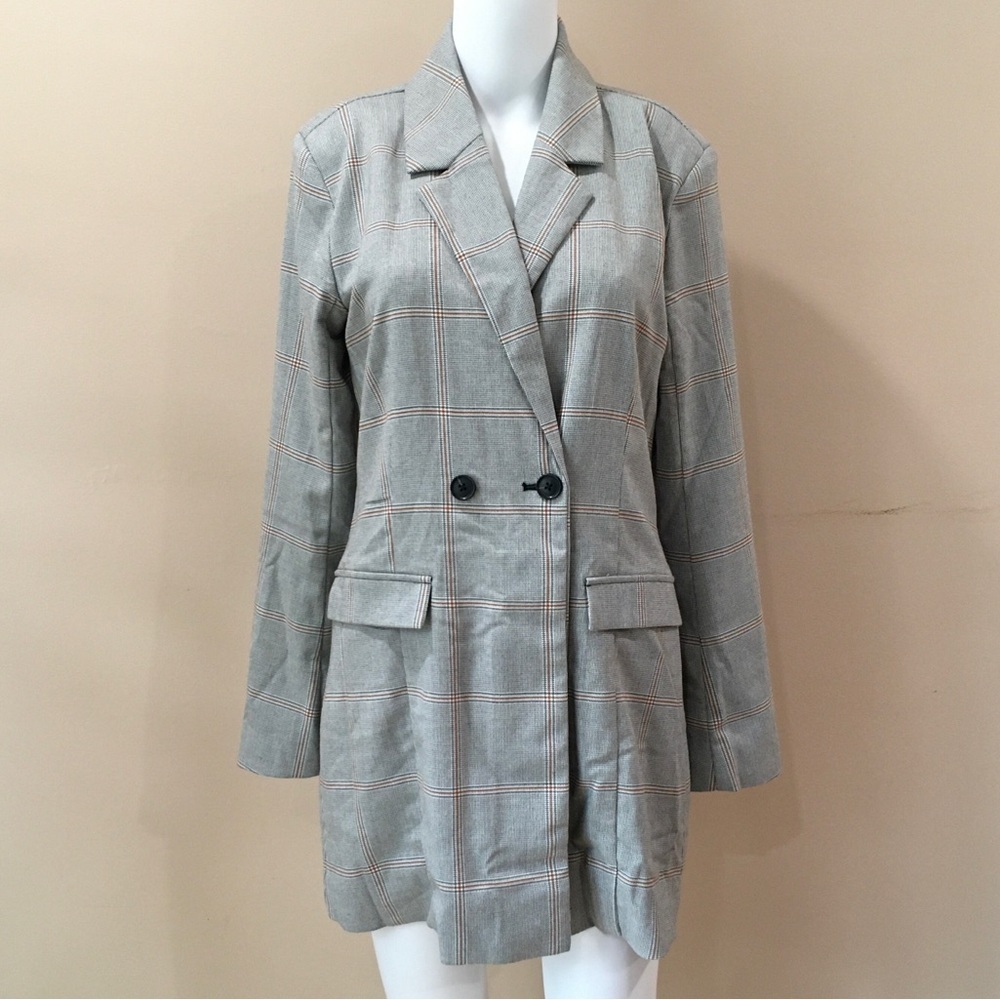 Abercrombie&fitch Women’s SP Blazer Dress Plaid Gray Preppy Classic Old Money - Picture 5 of 11